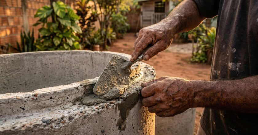 Solução sustentável: caixa d’água subterrânea utilizando anéis de concreto reciclados se destaca no mercado.