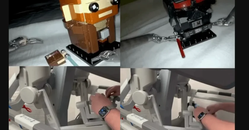 Cirurgião americano faz sucesso na internet ao utilizar robô Da Vinci para montar LEGO durante treinamentos